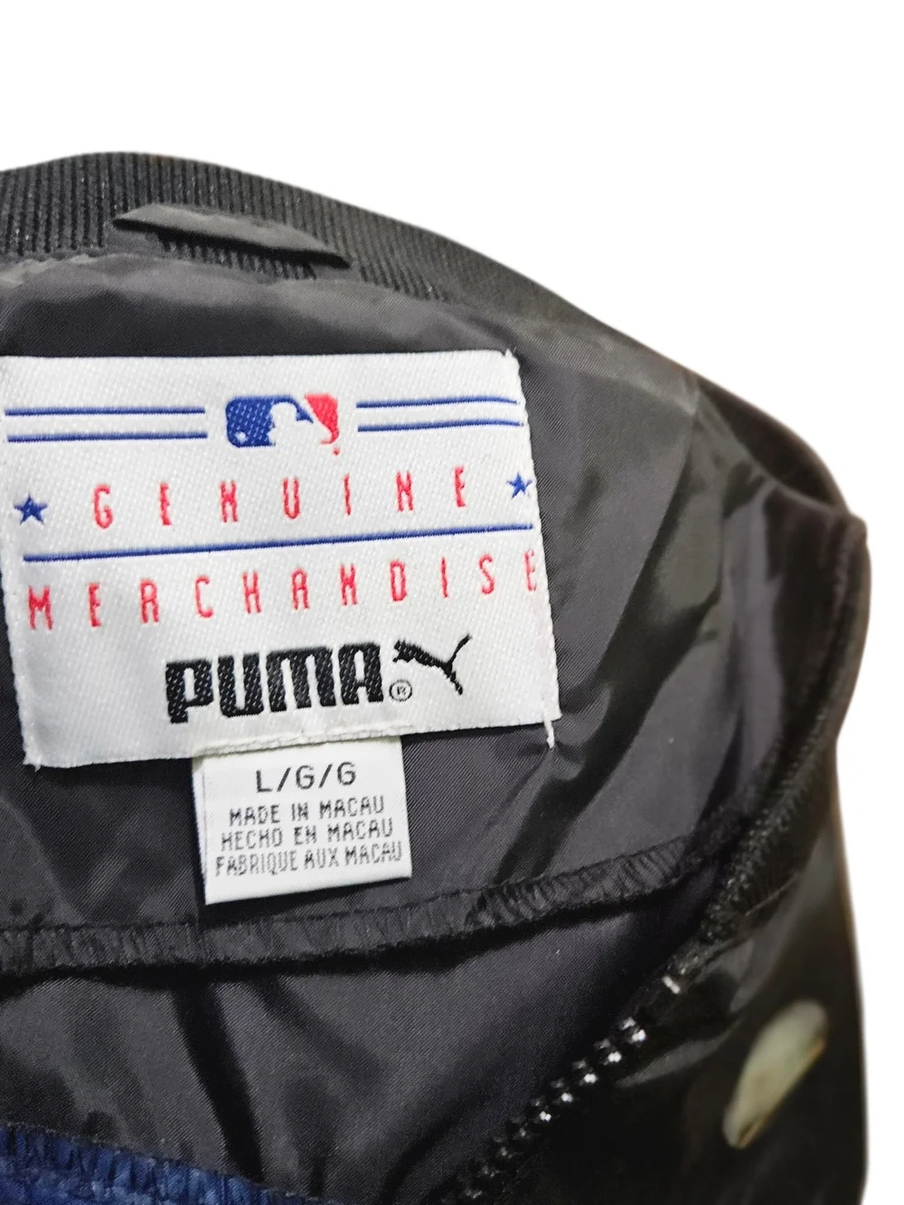 ​Vintage Puma MLB New York Mets Windbreaker Jacket Black Blue Full Zip Large